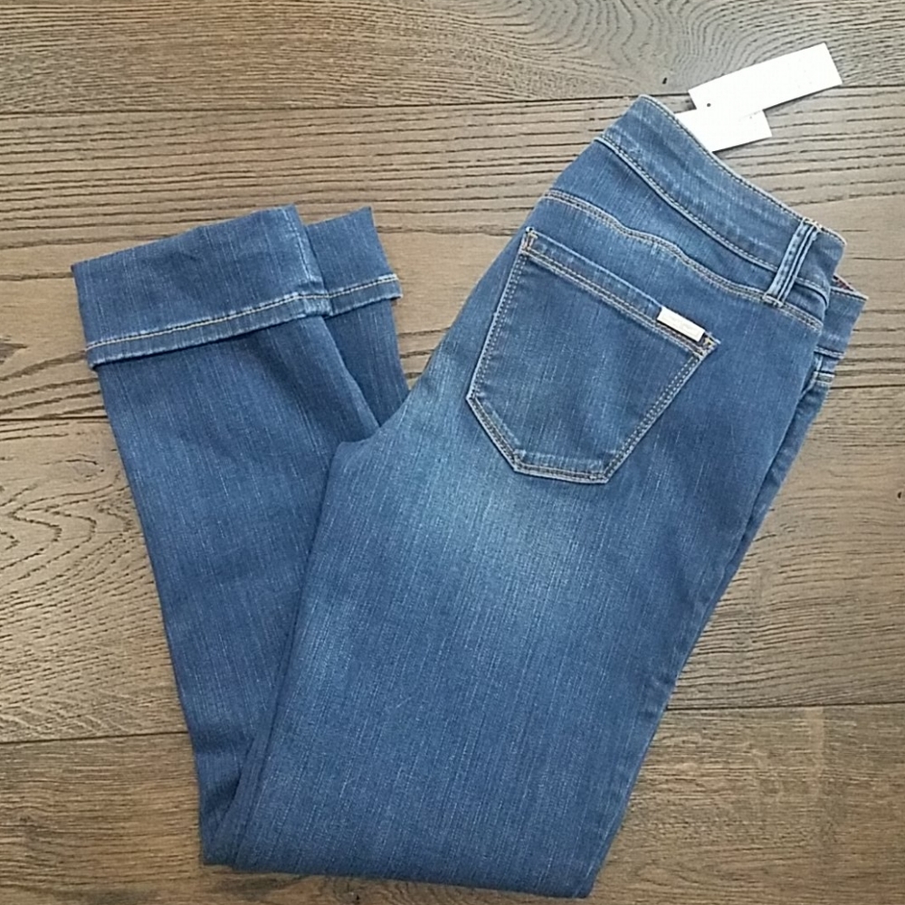 White/Black Classic Rise Slim Crop Denim
